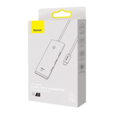 5. Baseus Lite Series HUB adapter USB Type C - 4x USB 3.0 25cm black (WKQX030301)