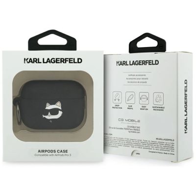 4. Karl Lagerfeld Silicone Choupette Head 3D Case for AirPods Pro 3 - Black