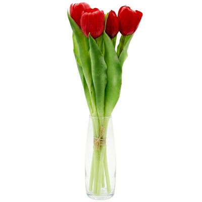 16. BOUQUET OF 7 RED TULIPS 31 CM LIKE LIFE SPRING DECORATION