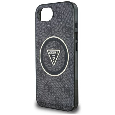 6. Guess IML Metal Glitter 4G Circle Triangle MagSafe Case for iPhone 16e - Black