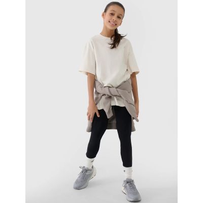 5. Girls' oversize plain T-shirt 4F 4FJWSS25TTSHF1851-12S