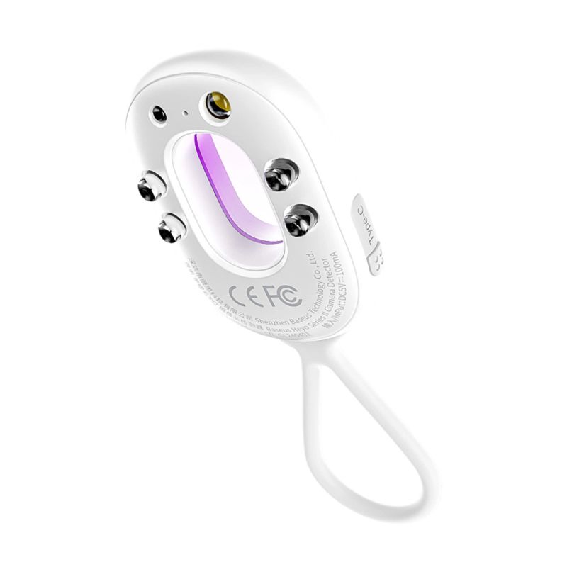 2. Baseus Heyo Series II Hidden Camera Detector with Alarm and Mini Flashlight + Baseus Simple USB-A - USB-C Cable - White