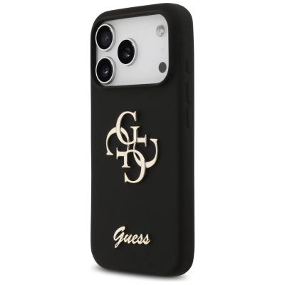 2. Guess Silicone Big 4G Script Case for iPhone 17 Pro - Black
