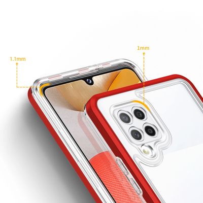 4. Clear 3in1 Case for Samsung Galaxy A42 5G Frame Gel Cover Red