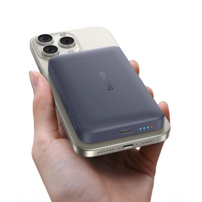 3. Baseus EnerFill FM11 10000mAh 22.5W MagSafe Compatible Power Bank with Black Basues Simple USB-C 20V/3A 30cm Cable - Dark Gray