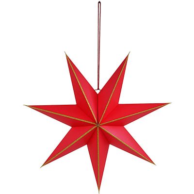 2. DECORATIVE HANGING PAPER STAR FSC 18x60CM RED 7 ARMS MICA