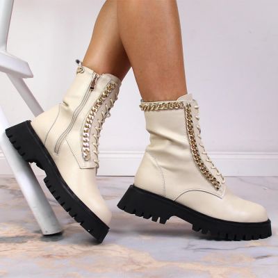 3. Artiker W HBH40 Insulated Leather Ankle Boots with Chain