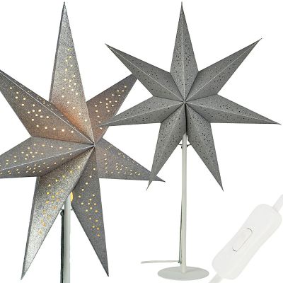 5. DECORATIVE STAR WITH LED ILLUMINATION, H: 65 CM, SILVER