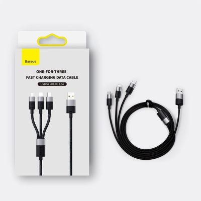 17. 3in1 USB - micro USB / Lightning / USB C 3.5A 1.2m cable Baseus StarSpeed - black