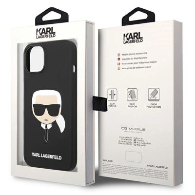 8. Karl Lagerfeld Silicone Karl`s Head Case for iPhone 13 / 14 / 15 - Black