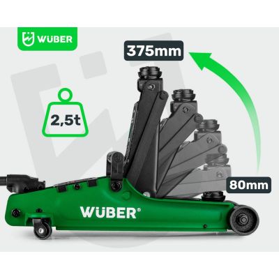 11. Low-Profile Car Jack 80–375 mm 2.5T W22002 WUBER