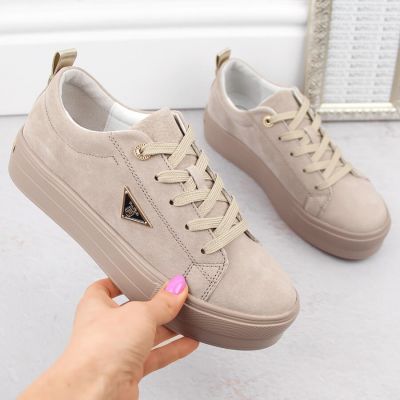 2. Filippo W PAW315C beige leather suede platform shoes