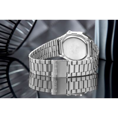 7. Casio A168WA Unisex Digital Watch with Stainless Steel Bracelet, Silver