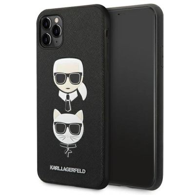 Karl Lagerfeld Saffiano Karl&Choupette Head Case for iPhone 11 Pro Max - Black