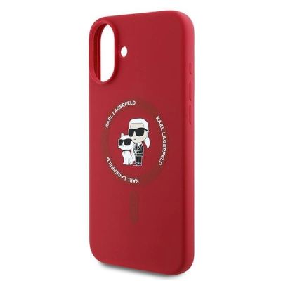 6. Karl Lagerfeld Silicone Karl&Choupette Heads Ring MagSafe Case for iPhone 16 Plus - Red