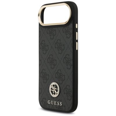 6. Guess 4G Strass Logo & Big Strap Metal Buttons MagSafe Case for iPhone Air - Black