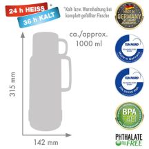 ROTPUNKT GLASS THERMOS CAPACITY 1.0 L, SHINY FOX (RUD