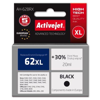 Activejet AH-62BRX Ink (replaces HP 62XL C2P05AE; Premium; 20 ml; black)