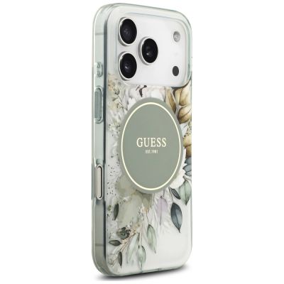 4. Guess IML Flower & Tonal Circle MagSafe Case for iPhone 18 Pro Max / 17 Pro Max – green