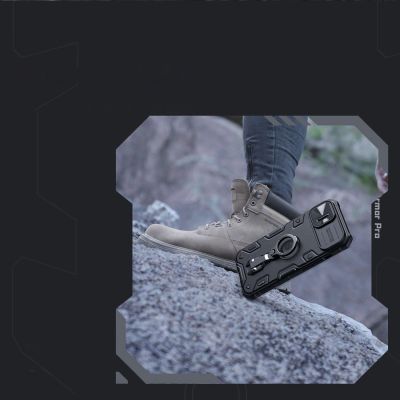 10. Nillkin CamShield Armor Pro Case iPhone 14 Plus armored cover with camera cover ring stand blue