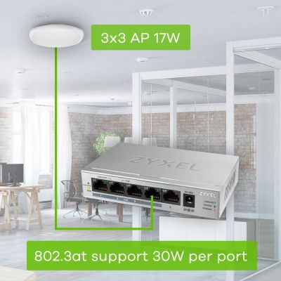 5. Zyxel GS1005-HP 5p PoE Switch (PoE+: 4) 60W Unmanaged Gigabit