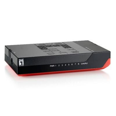 7. LevelOne GSW-0807 Network Switch Unmanaged Gigabit Ethernet (10/100/1000) Black, Red