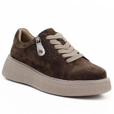 6. Women's leather suede platform shoes brown Jezzi 26PB18-566