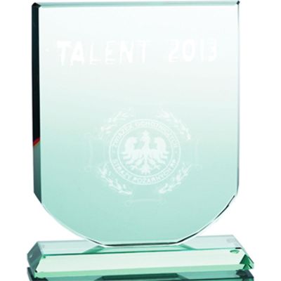 2. 3D engraved glass trophy with case