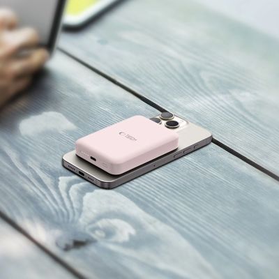 9. Tech-Protect LifeMag PB11 Powerbank with MagSafe 10000mAh 15W USB-C port - pink + USB-C cable