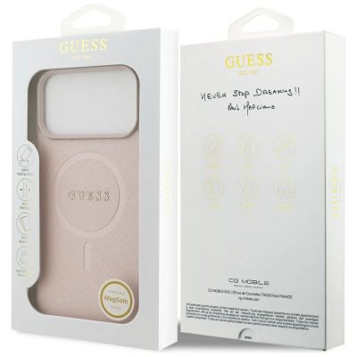 8. Guess Saffiano Classic Logo MagSafe Case for iPhone 17 Pro Max - Pink