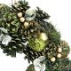 4. Decorative Wreath 34 cm, Green, with Pine Cones and Baubles – Mica Decorations