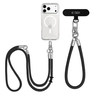 3. Tech-Protect C10S Rope Phone Lanyard - Black and Titanium
