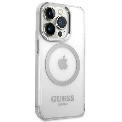 4. Guess GUHMP14LHTRMS iPhone 14 Pro 6.1" silver/silver hard case Metal Outline Magsafe