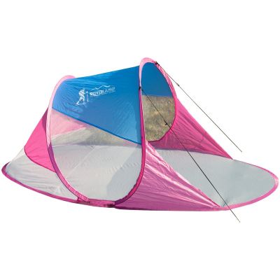 15. SELF-EXPLODING BEACH SCREEN TENT BLUE AND PINK