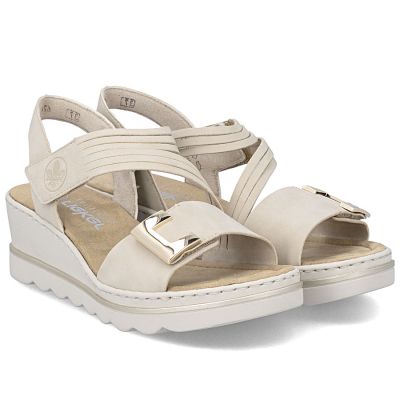 4. Women's beige wedge sandals Rieker 67410-62