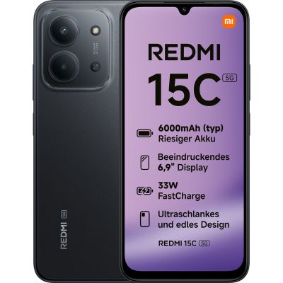 Xiaomi Redmi 15C 5G Dual Sim Smartphone 4GB RAM 128GB - Midnight Black