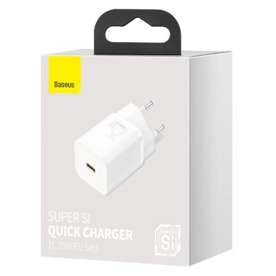 7. Baseus Super Si 1C fast wall charger USB Type C 25W Power Delivery Quick Charge white (CCSP020102)