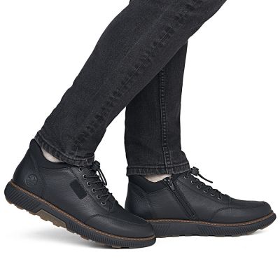 6. Men's leather ankle boots, warm and comfortable, black, Rieker B3356-00