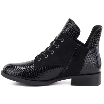 3. Women's patent leather ankle boots, black, Vinceza HX27-16524