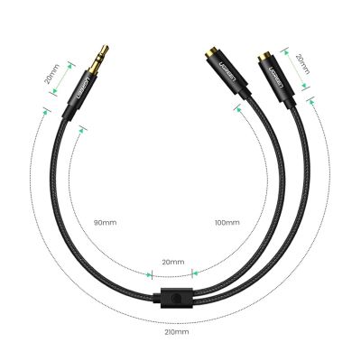 6. Ugreen AV123 headphone cable 3.5 mm minijack (male) - 2x 3.5 mm minijack (female) - black