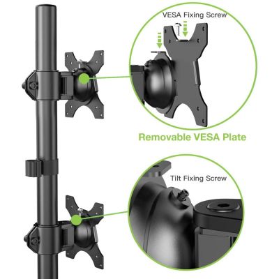22. TECHLY VERTICAL DESK STAND FOR 2 MONITORS 13-27" LCD 10KG