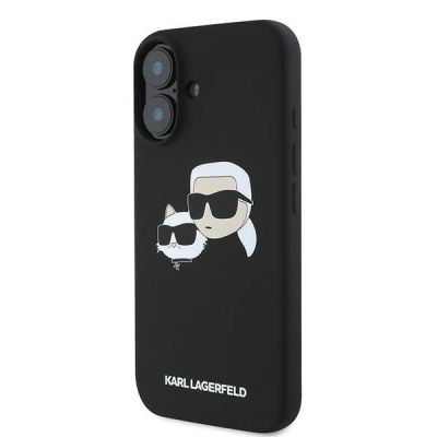 2. Karl Lagerfeld Silicone Case Nauble Heads Print MagSafe for iPhone 16 Plus - Black