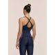 5. CASALL Women's Shaped Block Built in Bra Tank Navy Blue