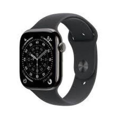 Apple Watch Series 11 GPS + Cellular 46mm Slate Titanium Case with Black Sport Band - S/M