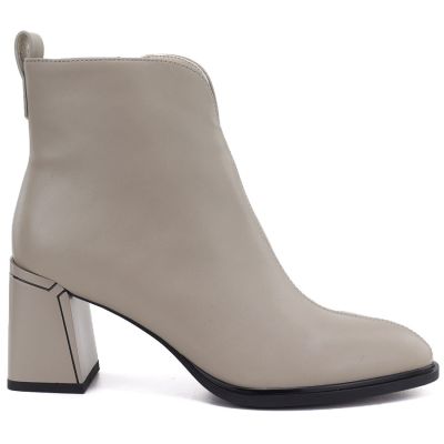 2. Women's beige leather high-heeled ankle boots Vinceza 67057