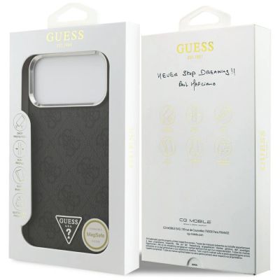 8. Guess 4G Triangle Logo MagSafe Case for iPhone 17 Pro Max / 18 Pro Max - Black & Silver