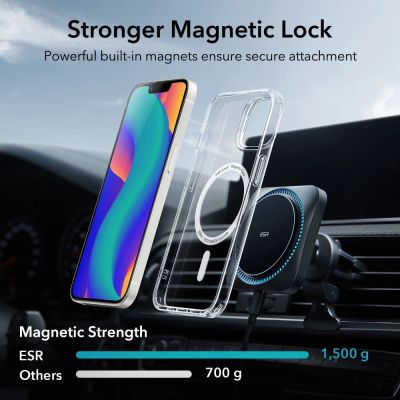 3. ESR Classic Hybrid Halolock Case with MagSafe for iPhone 13 / iPhone 14 - Clear