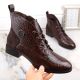 8. Filippo W PAW478B brown patent leather ankle boots with insulated crocodile skin