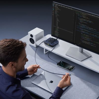 12. Baseus Nomos NH21 6-in-1 245W Wireless Charging Station with Two Retractable USB-C Cables - Black