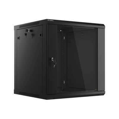 10. Lanberg WF01-6612-10B rack cabinet (12U; 635mm / 600mm / 600 mm; wall-mounted; Glass; 19''; black)